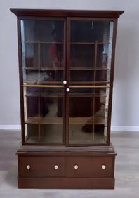 Antique Walnut and Glass Display Cabinet