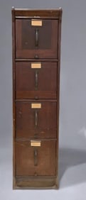 Antique Globe Oak 4 Drawer Filing Cabinet