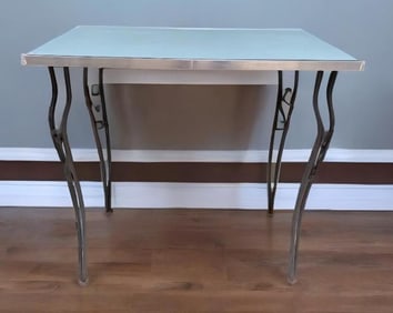 Vintage Dinette Table with Wrought Iron Legs