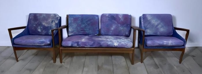 Set of J.M. Birking Danish MCM Teak Loveseat and Lounge Chairs