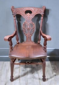 Antique Victorian Carved Walnut Throne Chair