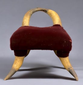 Antique Steer Horn and Velvet Childs Chair