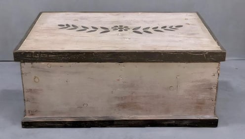 Antique Primitive Painted Floral Wood Blanket Chest