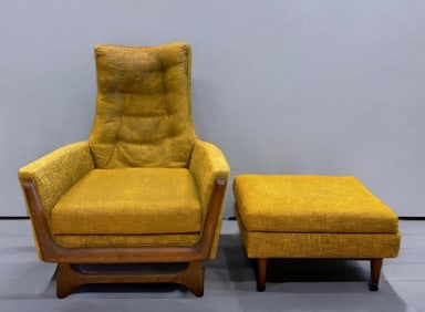 Set of Cohen MCM Yellow Lounge Chair and Ottoman