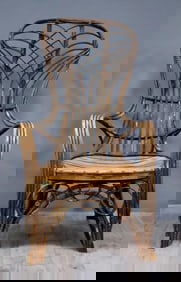 Antique Rustic Bent Cane Wood Rocking Chair