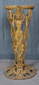 Antique The Booth Co. Chicago Mermaid Motif Cast Brass Fish Bowl Stand