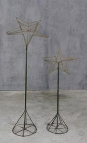 Group of 2 Antique Wire Frame Star Floral Funeral Stands