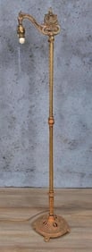 Antique Brass and Bronze Bridge Arm Floor Lamp