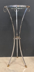 MCM Chrome and Glass Top Pedestal Table