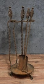 Antique Wrought Iron Fireplace Set