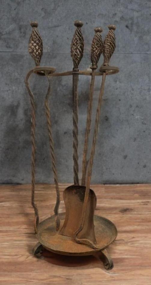 Antique Wrought Iron Fireplace Set (1 of 4)