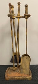 Antique Brass Fireplace Set