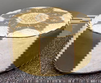 Vintage Mandala Flower Leather Ottoman Cushion