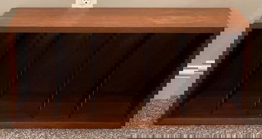 MCM Divided Wall Mounted Wood Record Cabinet