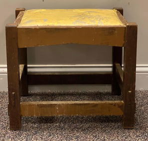 Arts and Crafts Tropical Flamingo Cushion Wood Footstool