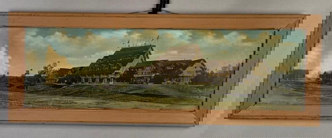 Old Faithful Inn Yellowstone Park Colorized Lithograph