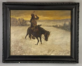 J.G. Lone Mounted Warrior Oil Painting on Canvas