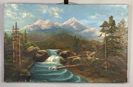 J.F. Holmes Mountain Landscape Oil Painting on Canvas