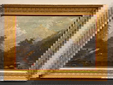 Mountainside Village Landscape Oil Painting on Canvas