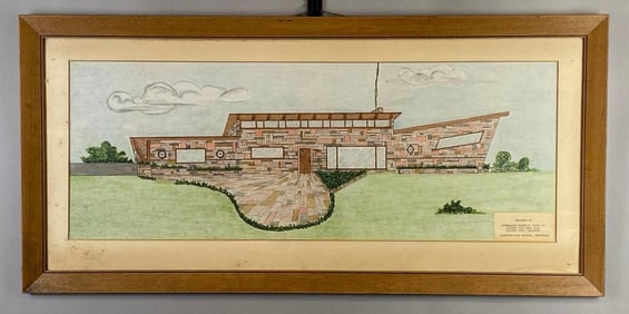 Calumet City Illinois Bank Building Design Drawing on Paper