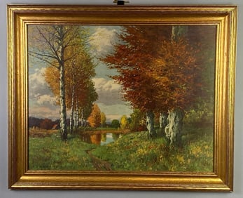 Karl Schaette-mchn Birch Trees by the Pond Giclee Print