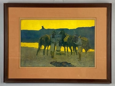 Fredrick Remington Shadows at the Watering Hole Lithograph