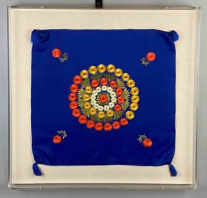 Royal Blue Floral Mandala Embroidered Pillowcase