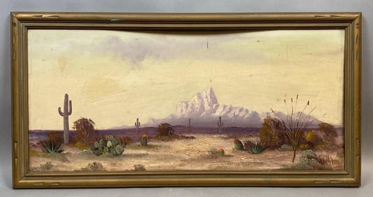 J.A. Speer Desert Landscape Oil Painting on Board