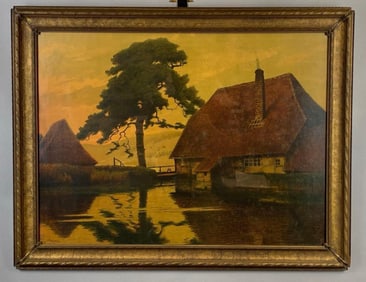 Franz Hecker Mill at the Pond Lithograph On Paper