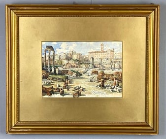 Roman Forum Watercolor Painting on Paper