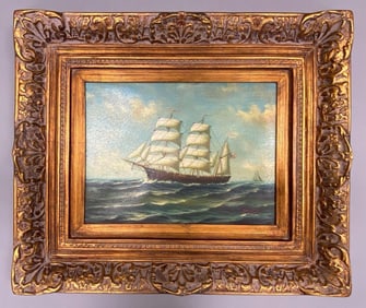 Roger Three Masted Ship Oil Painting on Canvas