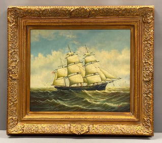 Roger Three Masted Ship Oil Painting on Canvas