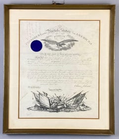 President Andrew Johnson Signed Richard A. Kent Presidential Commendation Letter