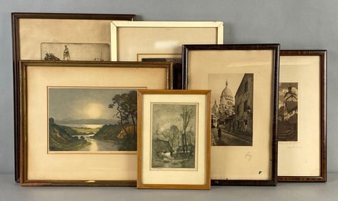 Group of 6 European Etchings on Paper