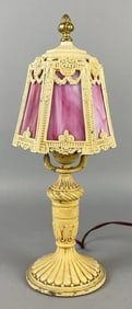 Art Deco Pink Slag Glass Boudoir Lamp