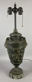 Antique French Urn Style Cherub Cast Metal Lamp Base