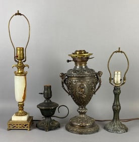 Group of 4 Antique Table Lamp Bases