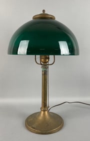 Antique Emeralite Brass Desk Lamp with Green Shade