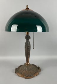 Antique Table Lamp with Green Shade