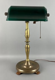 Antique Greenalite Brass Student Desk Lamp