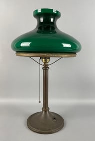 Antique Emeralite Lamp with Green Shade