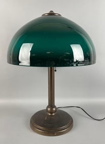 Antique Pittsburg Bronzed Table Lamp with Green Shade