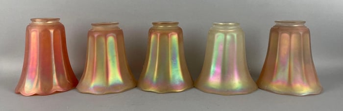Group of Antique Nuart Aurene Glass Shades