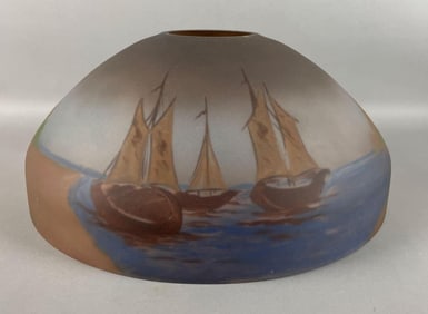 Antique Pittsburg R.O.G. Sailboats Landscape Table Lamp Shade