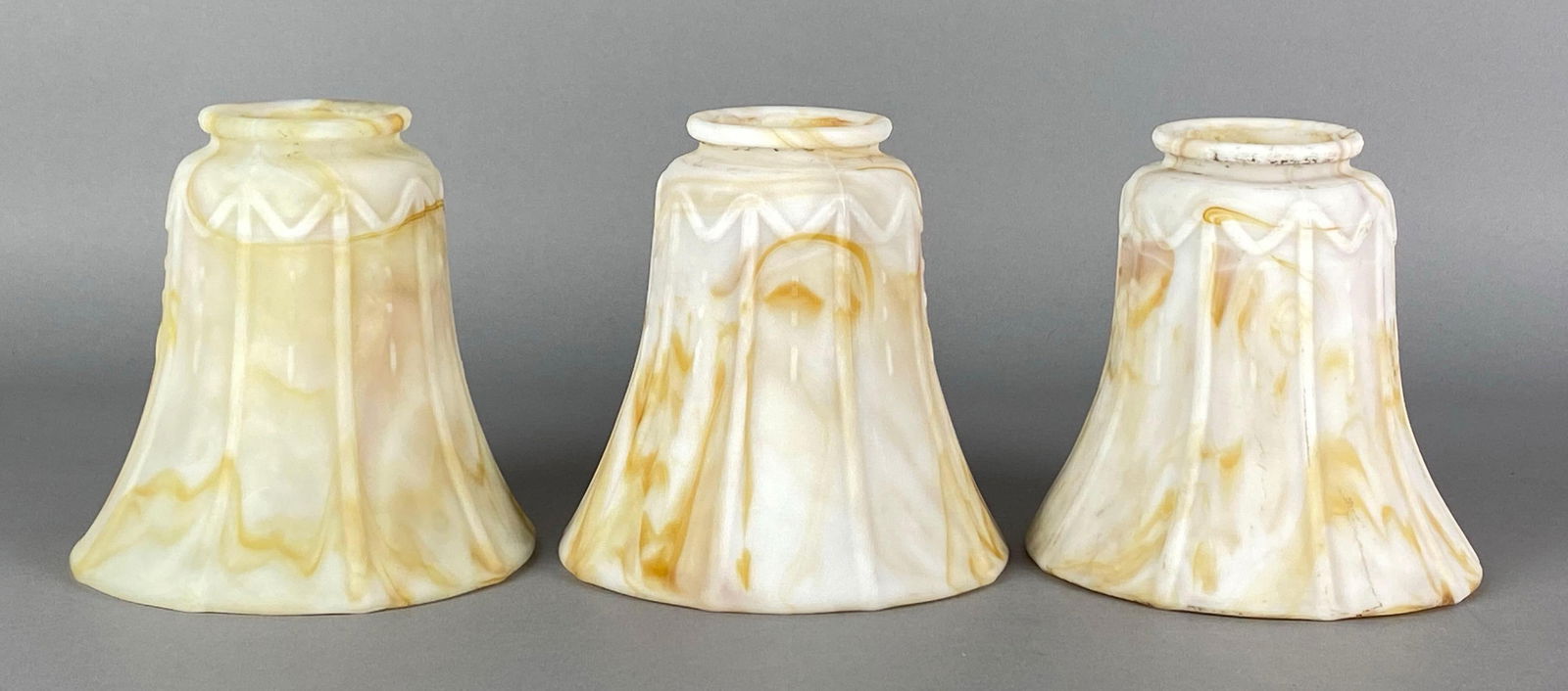Group of 3 Antique Paneled Slag Glass Lamp Shades (1 of 4)