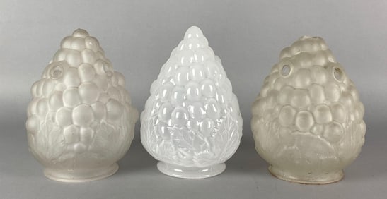 Group of 3 Antique Grape Cluster Glass Lamp Shades