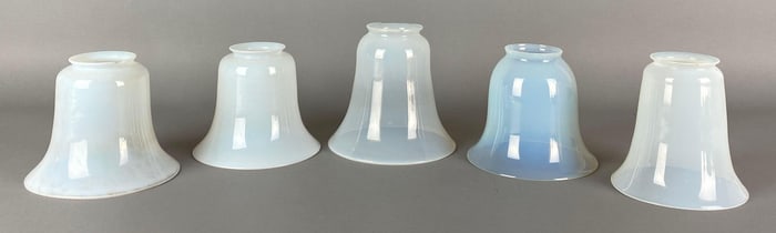 Group of 5 Antique Opalescent Flared Glass Lamp Shades