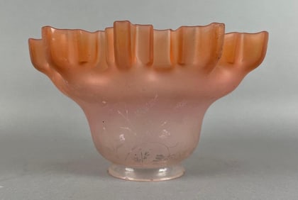 Antique Peach Satin Glass Floral Etched Lamp Shade