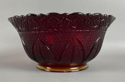 Antique Amberina Pressed Glass Lamp Shade