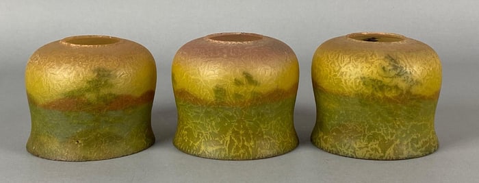 Group of 3 Antique ROG Textured Yellow Glass Lamp Shades